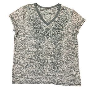 Green Source Fairy Grunge Burnout Rhinestone Graphic Top Size XL